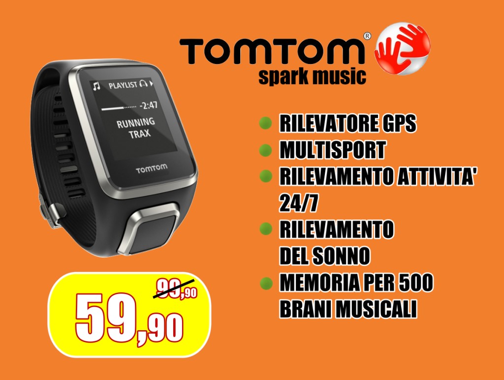 Orologio smartwatch Tomtom con rilevatore gps e rilevamento automatico del sonno